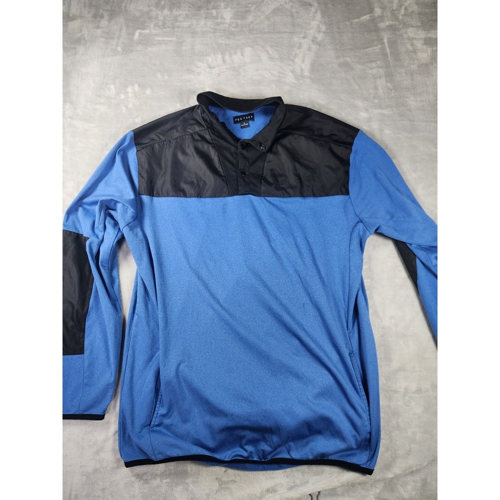 PGA Tour Pullover Mens XL Blue Black  1/4‎ Zip Fleece Golf Polyester Jacket